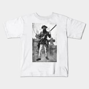 Blackbeard at attention with rifle Kids T-Shirt